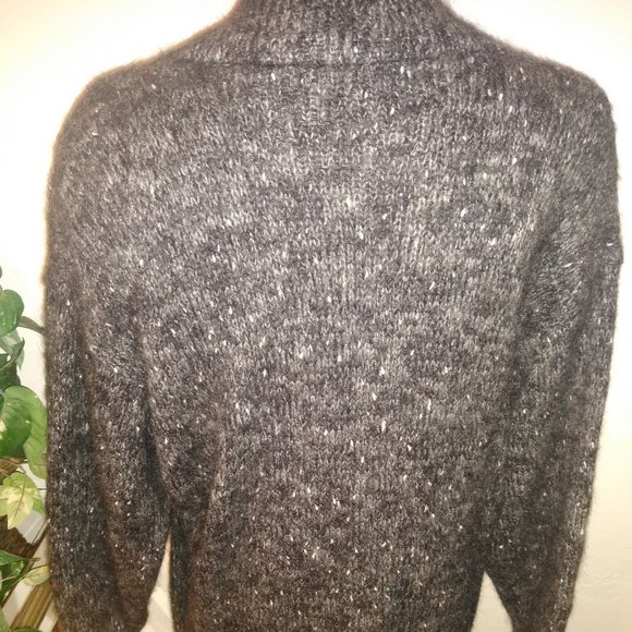I.B. DIFFUSION VINTAGE 3/4 Length Black Speckled Sweater Coat - Picture 4 of 5